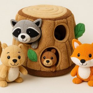 5 Plush Hide and Seek Toy with Multiple Squeaky Animals Inside