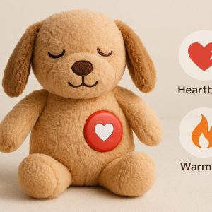 7 Plush Cuddle Toy with Heartbeat and Warming Feature for Puppies